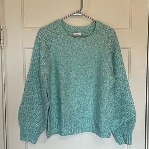 NWT JCrew wintergreen (mint) honey comb balloon sleeved sweater